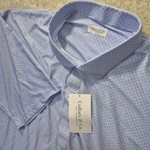 Collars and Co Dress Collar Polo Shirt Mens 3XL Relaxed Featherweight Blue Golf